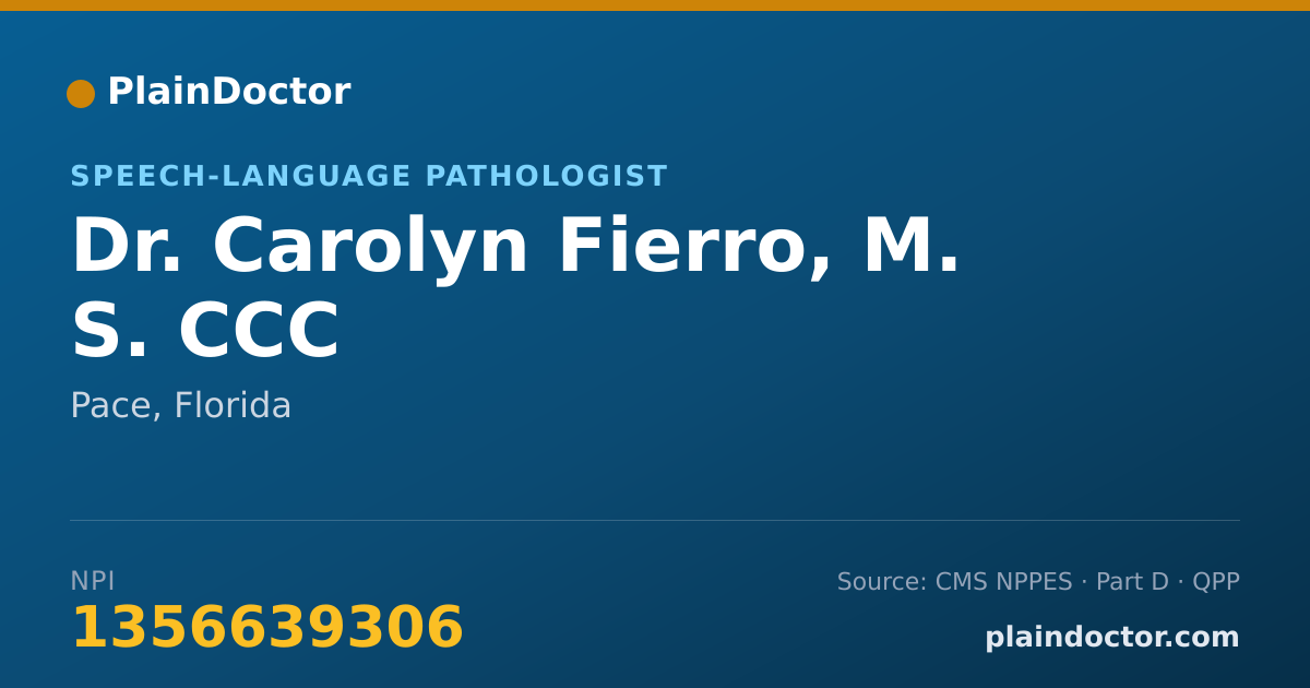 Shareable card for Carolyn Fierro, M. S. CCC - Speech-Language Pathologist, Pace, FL
