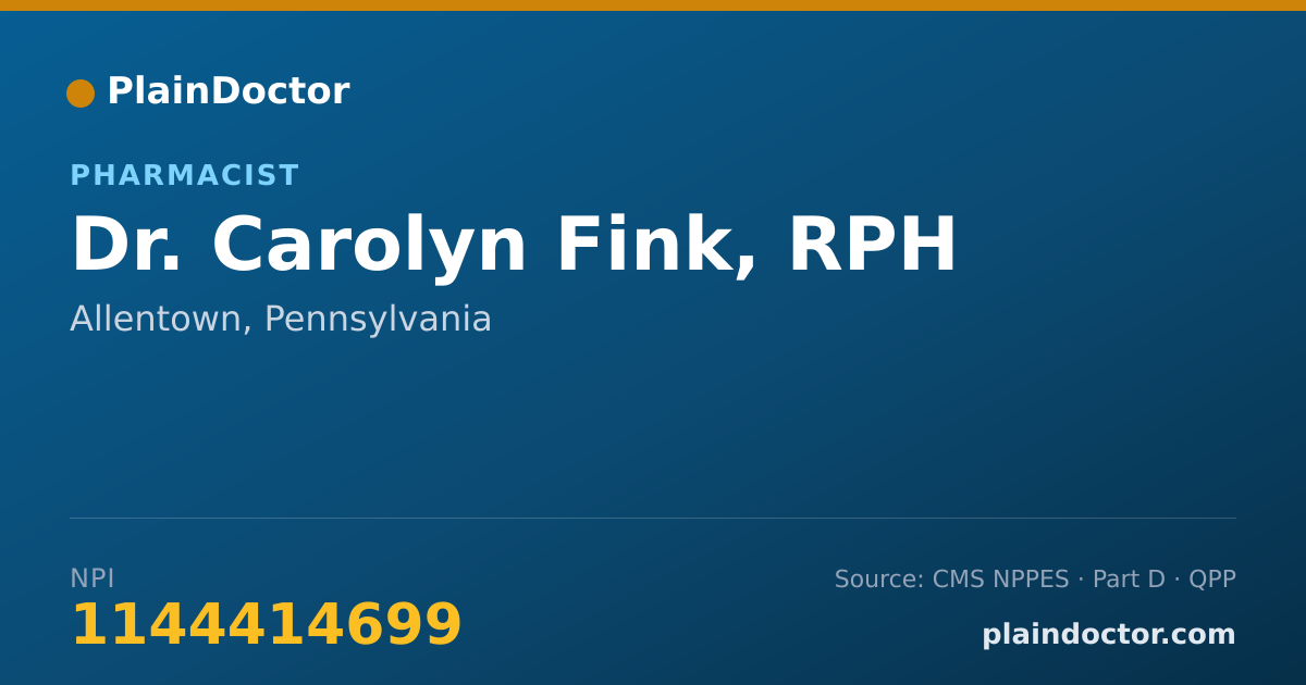 Shareable card for Carolyn Fink, RPH - Pharmacist, Allentown, PA