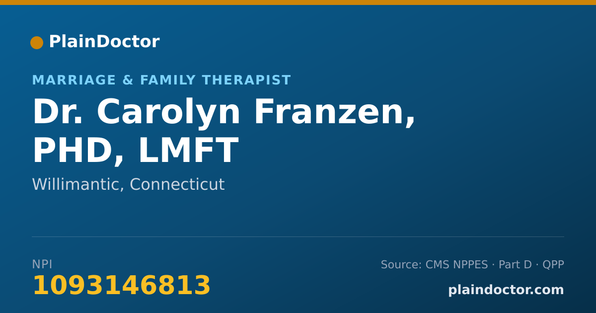 Shareable card for Carolyn Franzen, PHD, LMFT - Marriage & Family Therapist, Willimantic, CT