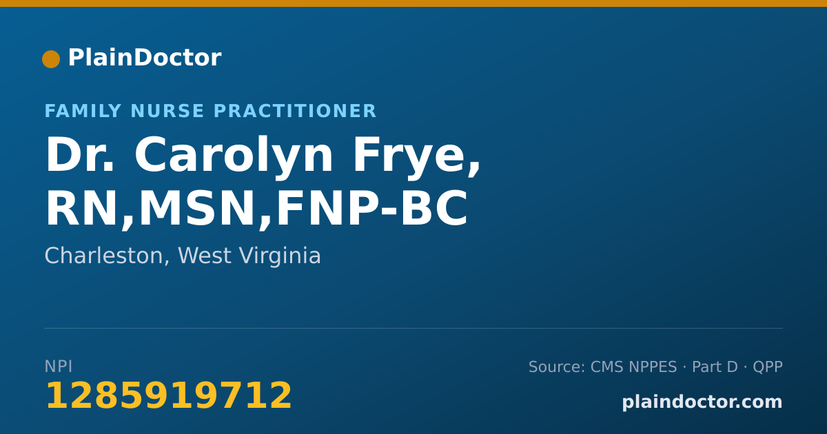 Shareable card for Carolyn Frye, RN,MSN,FNP-BC - Family Nurse Practitioner, Charleston, WV