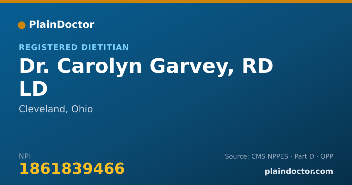 Shareable card for Carolyn Garvey, RD LD - Registered Dietitian, Cleveland, OH