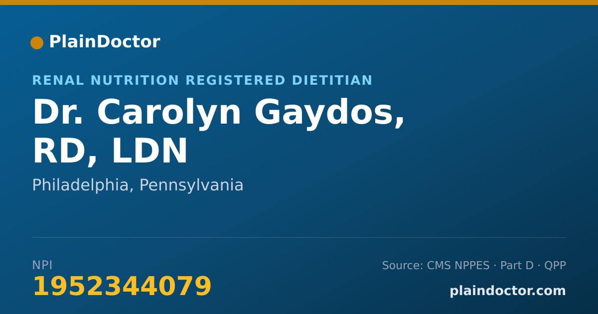 Shareable card for Carolyn Gaydos, RD, LDN - Renal Nutrition Registered Dietitian, Philadelphia, PA