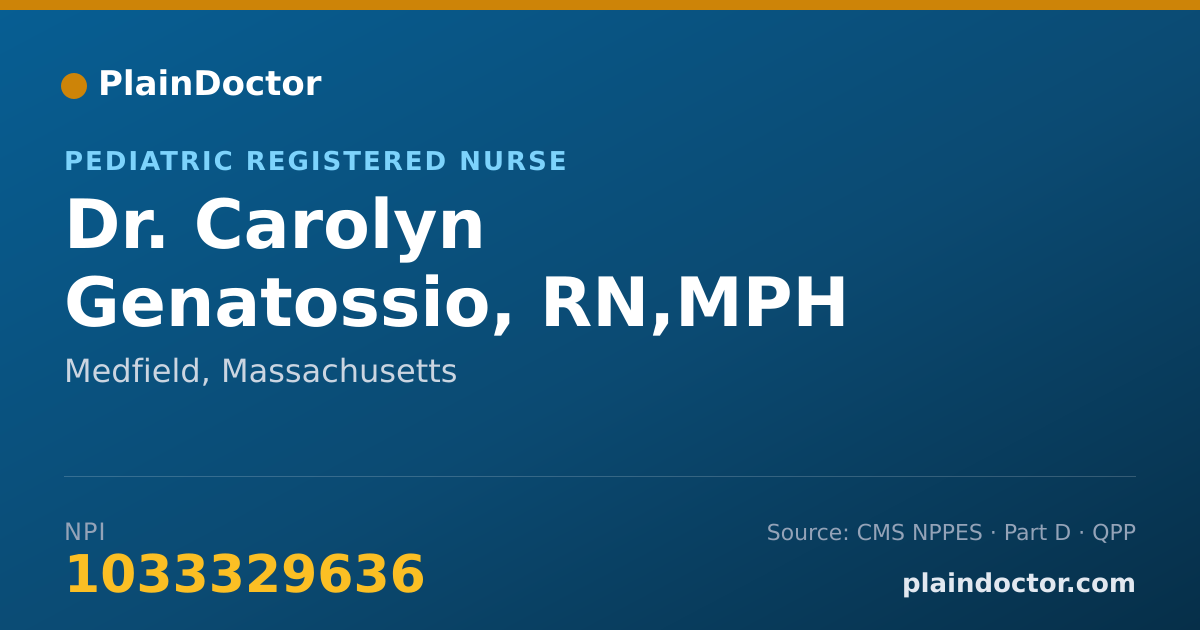 Shareable card for Carolyn Genatossio, RN,MPH - Pediatric Registered Nurse, Medfield, MA