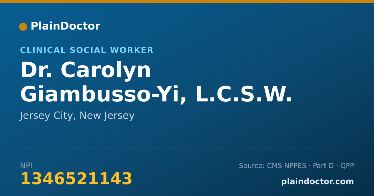 Shareable card for Carolyn Giambusso-Yi, L.C.S.W. - Clinical Social Worker, Jersey City, NJ