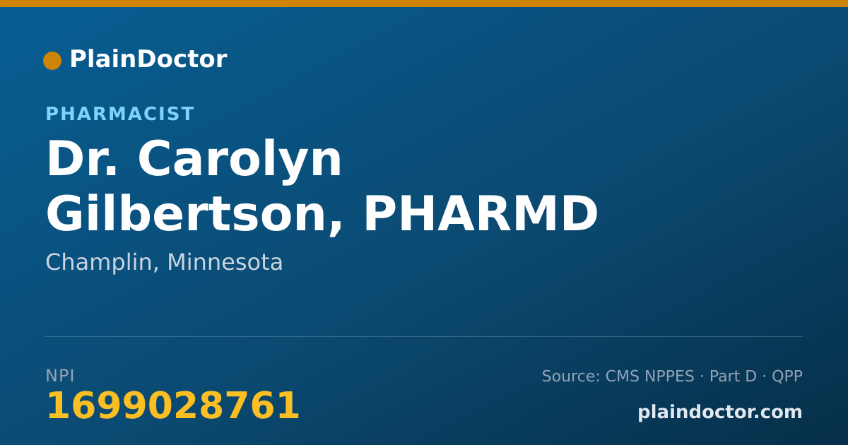 Shareable card for Carolyn Gilbertson, PHARMD - Pharmacist, Champlin, MN