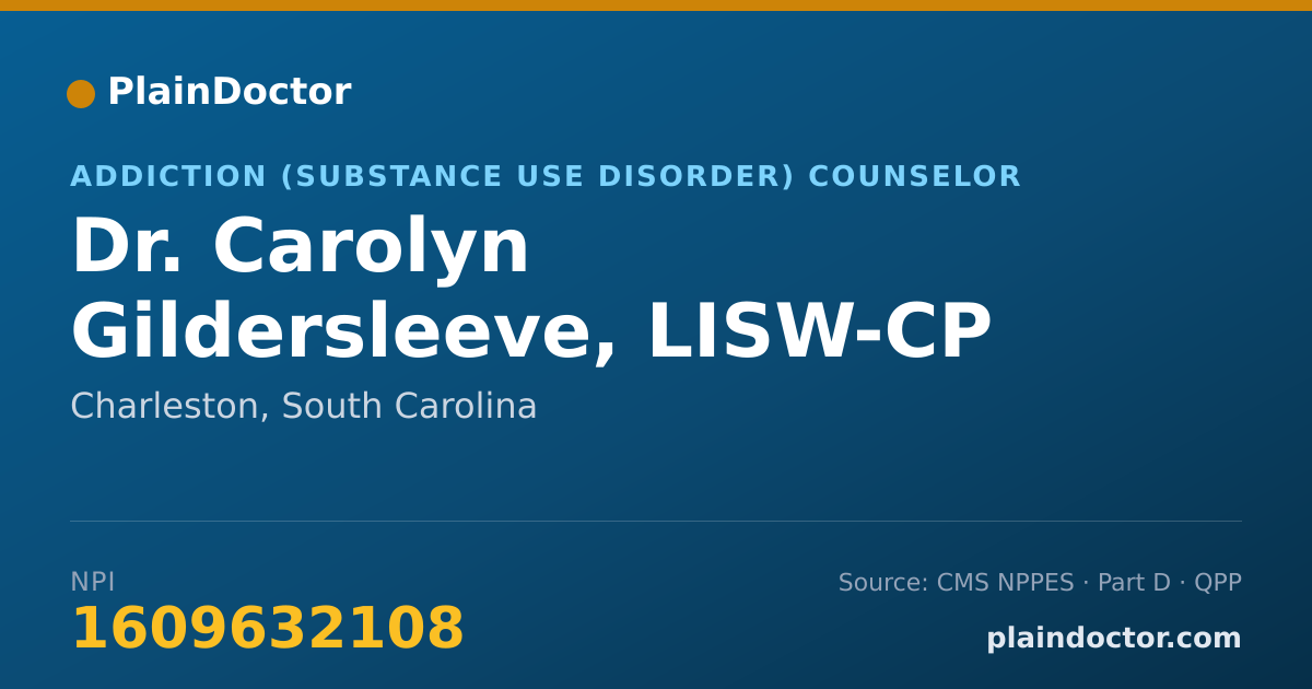 Shareable card for Carolyn Gildersleeve, LISW-CP - Addiction (Substance Use Disorder) Counselor, Charleston, SC