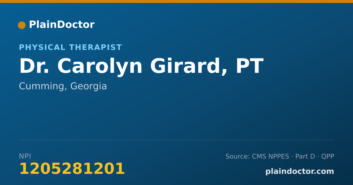 Shareable card for Carolyn Girard, PT - Physical Therapist, Cumming, GA