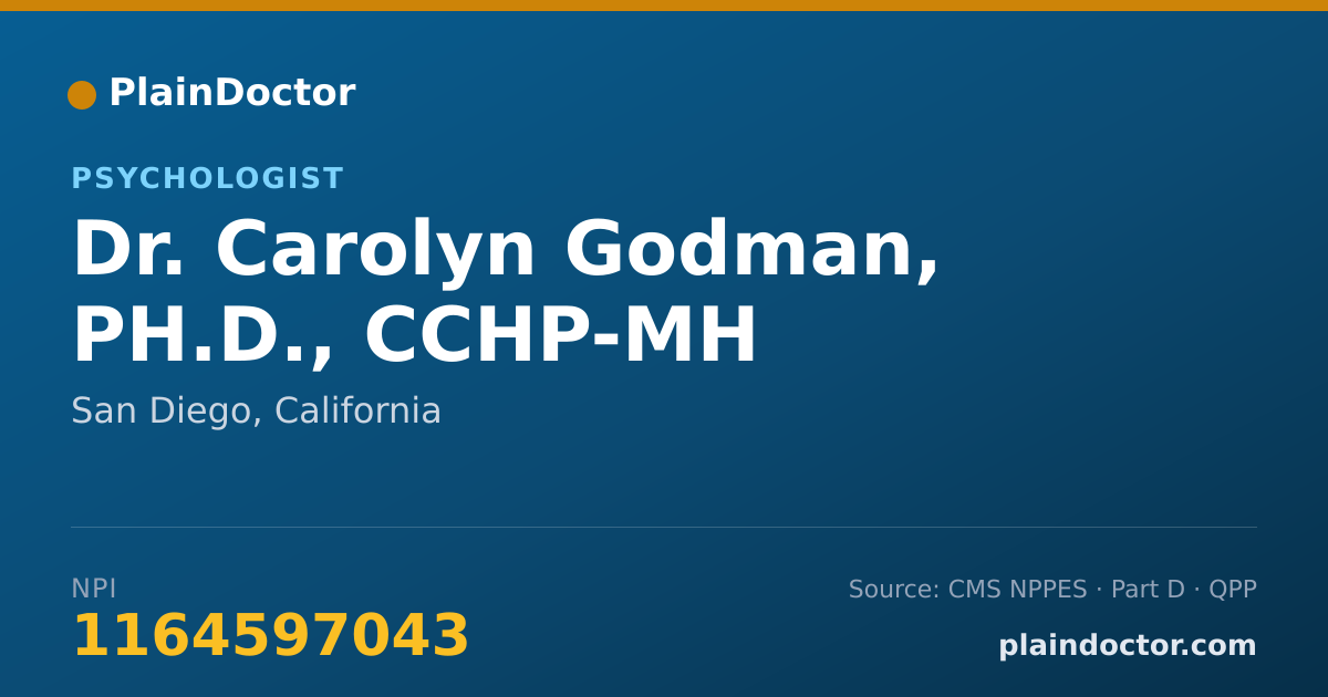 Shareable card for Carolyn Godman, PH.D., CCHP-MH - Psychologist, San Diego, CA
