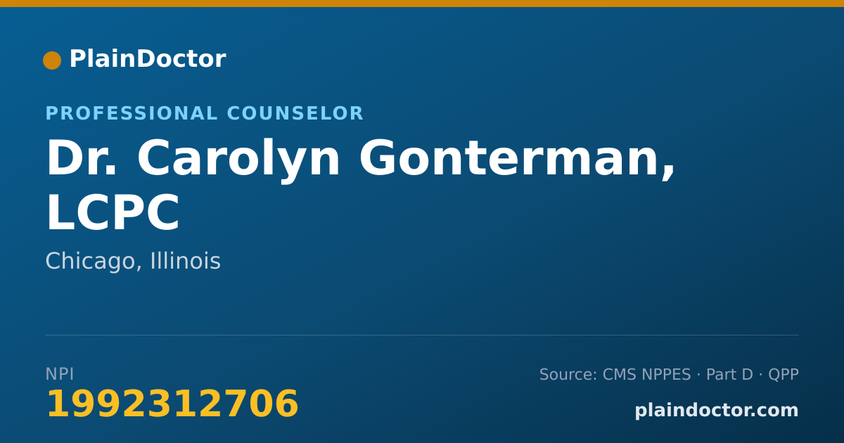 Shareable card for Carolyn Gonterman, LCPC - Professional Counselor, Chicago, IL