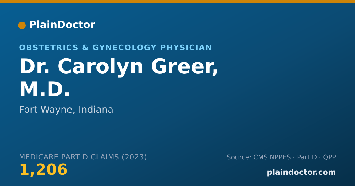 Shareable card for Carolyn Greer, M.D. - Obstetrics & Gynecology Physician, Fort Wayne, IN