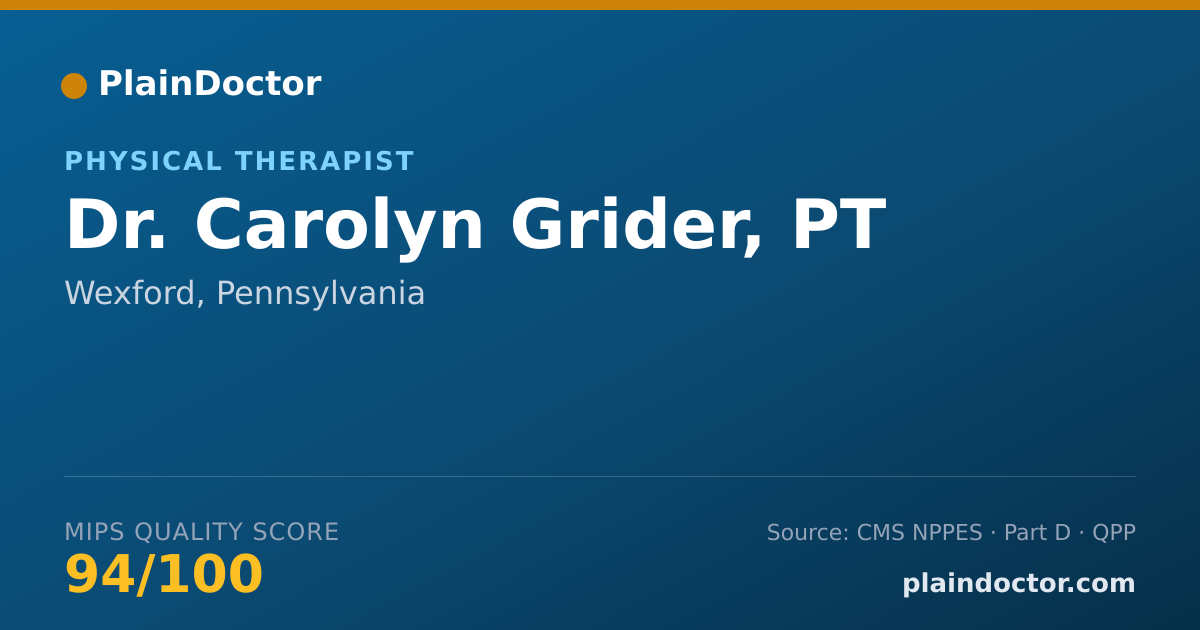Shareable card for Carolyn Grider, PT - Physical Therapist, Wexford, PA