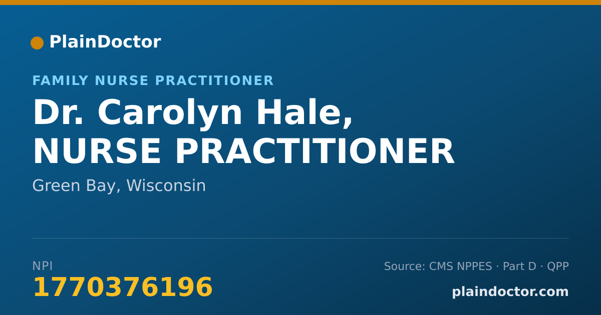 Shareable card for Carolyn Hale, NURSE PRACTITIONER - Family Nurse Practitioner, Green Bay, WI