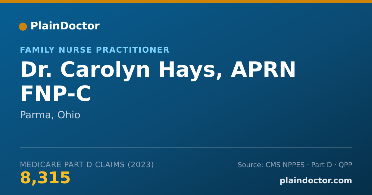 Shareable card for Carolyn Hays, APRN FNP-C - Family Nurse Practitioner, Parma, OH