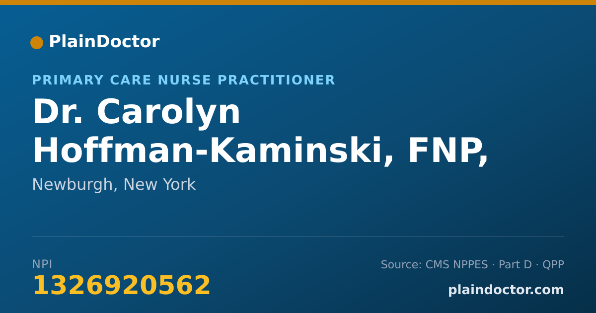 Shareable card for Carolyn Hoffman-Kaminski, FNP, DNP, MSN, MSW, - Primary Care Nurse Practitioner, Newburgh, NY