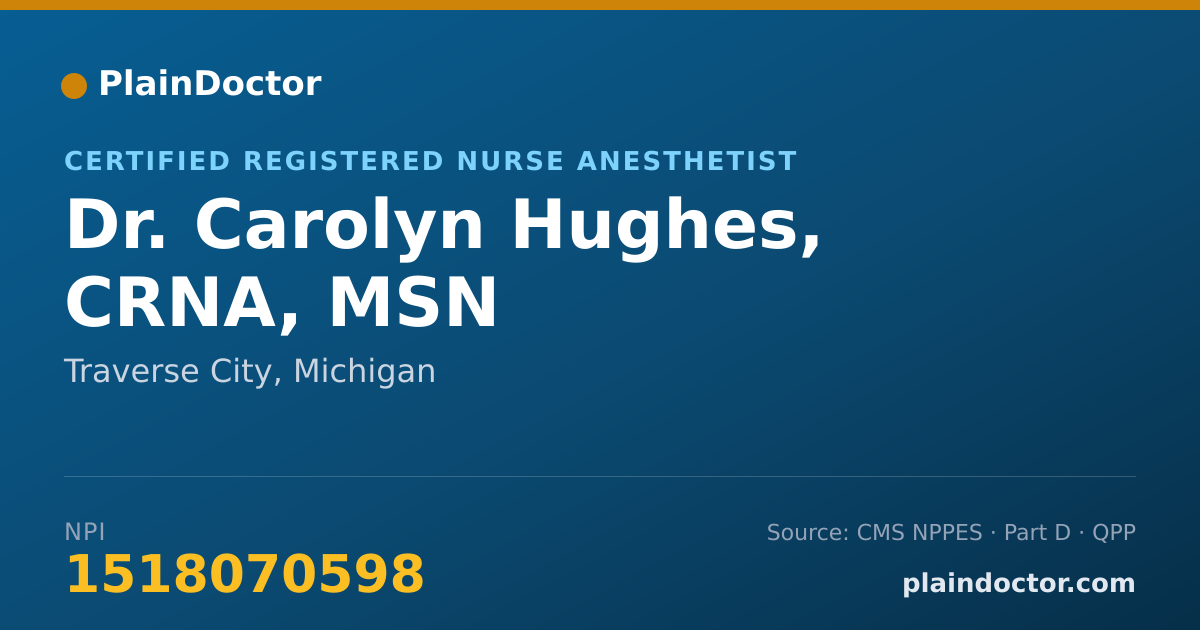 Shareable card for Carolyn Hughes, CRNA, MSN - Certified Registered Nurse Anesthetist, Traverse City, MI