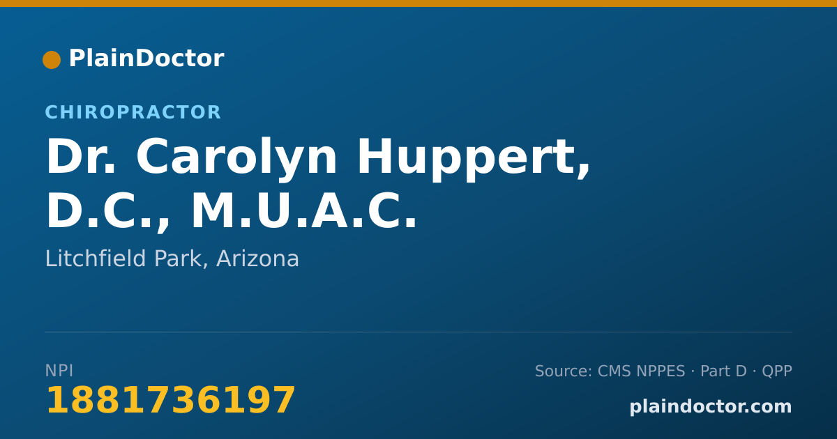 Shareable card for Carolyn Huppert, D.C., M.U.A.C. - Chiropractor, Litchfield Park, AZ