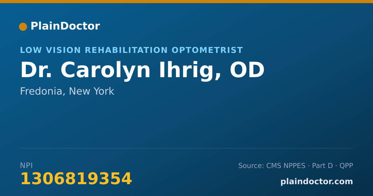 Shareable card for Carolyn Ihrig, OD - Low Vision Rehabilitation Optometrist, Fredonia, NY