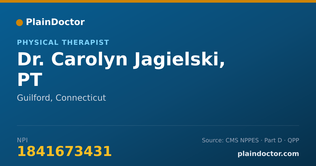 Shareable card for Carolyn Jagielski, PT - Physical Therapist, Guilford, CT