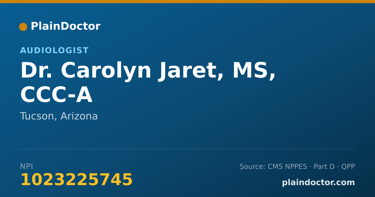Shareable card for Carolyn Jaret, MS, CCC-A - Audiologist, Tucson, AZ