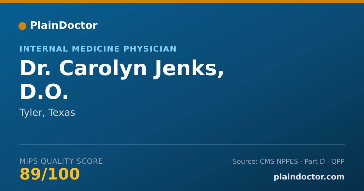 Shareable card for Carolyn Jenks, D.O. - Internal Medicine Physician, Tyler, TX