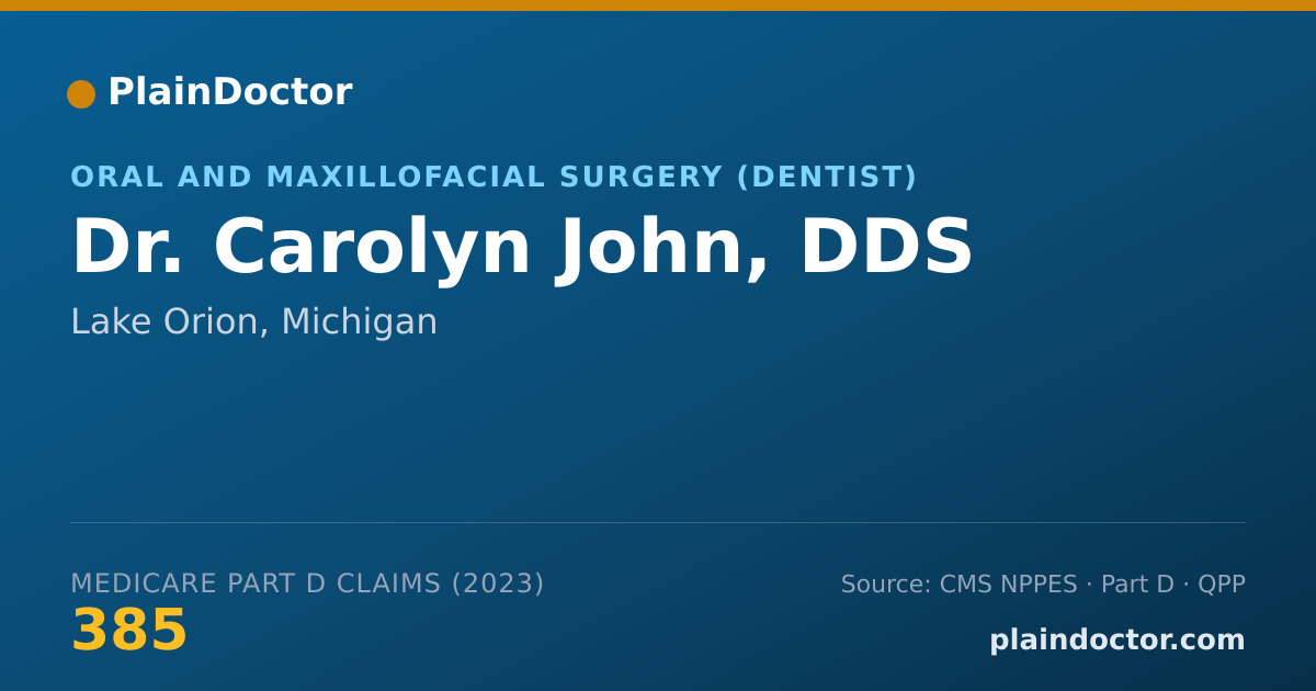 Shareable card for Carolyn John, DDS - Oral and Maxillofacial Surgery (Dentist), Lake Orion, MI