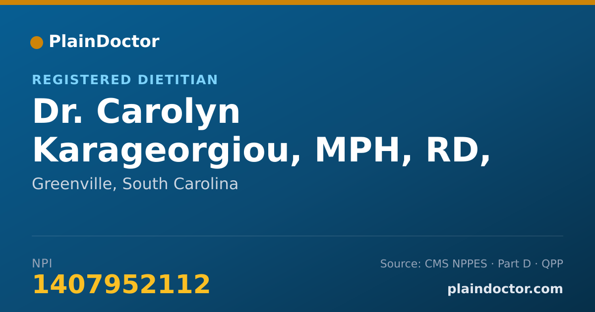Shareable card for Carolyn Karageorgiou, MPH, RD, LD - Registered Dietitian, Greenville, SC