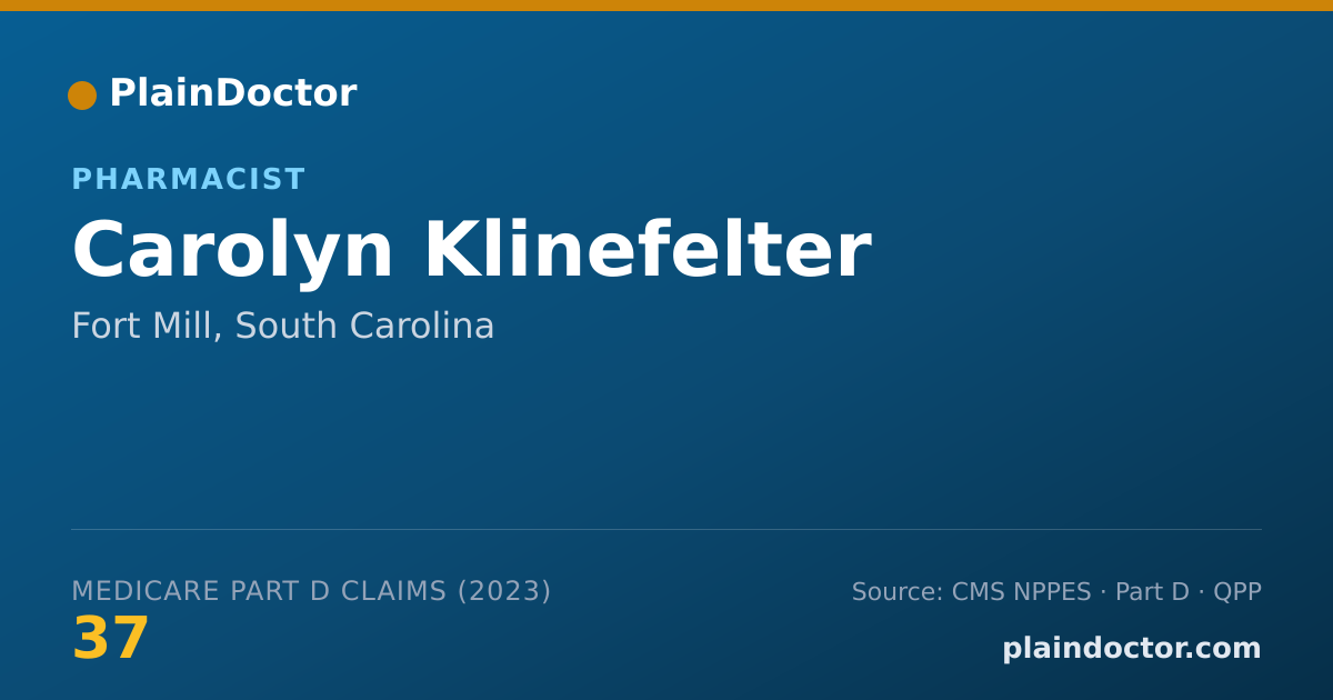 Shareable card for Carolyn Klinefelter - Pharmacist, Fort Mill, SC