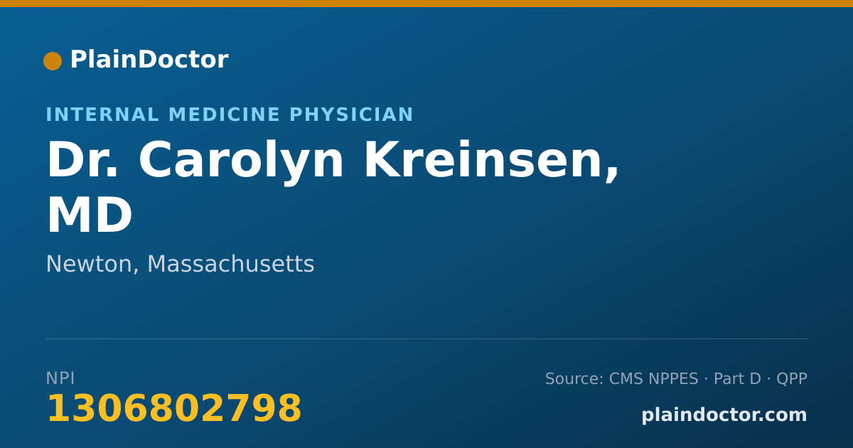 Shareable card for Carolyn Kreinsen, MD - Internal Medicine Physician, Newton, MA