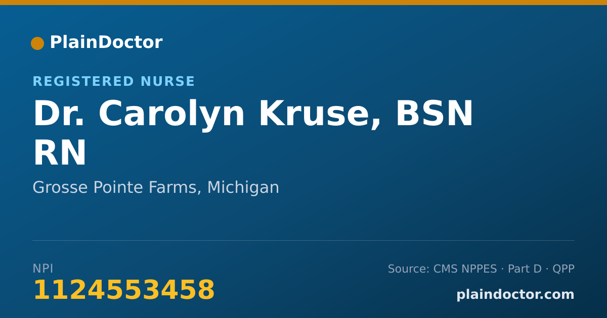 Shareable card for Carolyn Kruse, BSN RN - Registered Nurse, Grosse Pointe Farms, MI