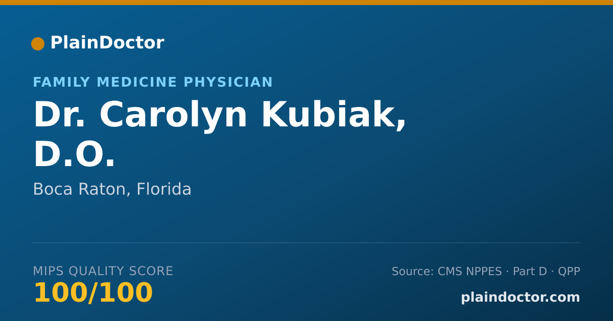 Shareable card for Carolyn Kubiak, D.O. - Family Medicine Physician, Boca Raton, FL