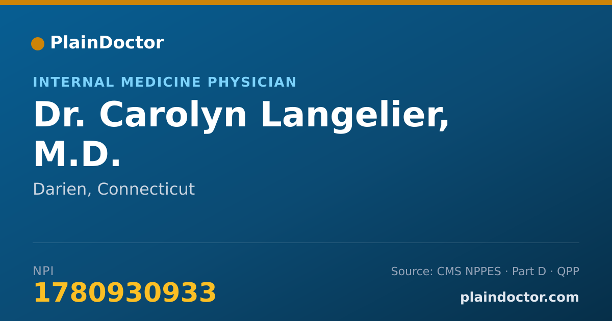 Shareable card for Carolyn Langelier, M.D. - Internal Medicine Physician, Darien, CT