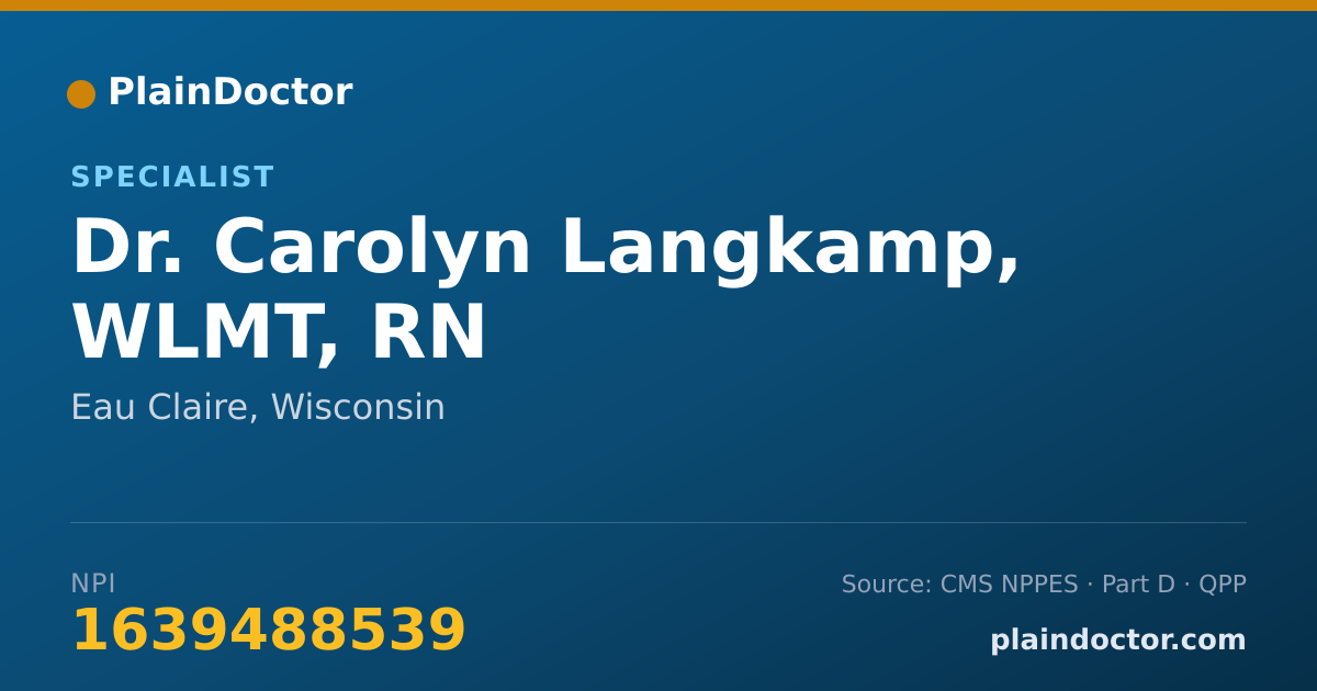 Shareable card for Carolyn Langkamp, WLMT, RN - Specialist, Eau Claire, WI