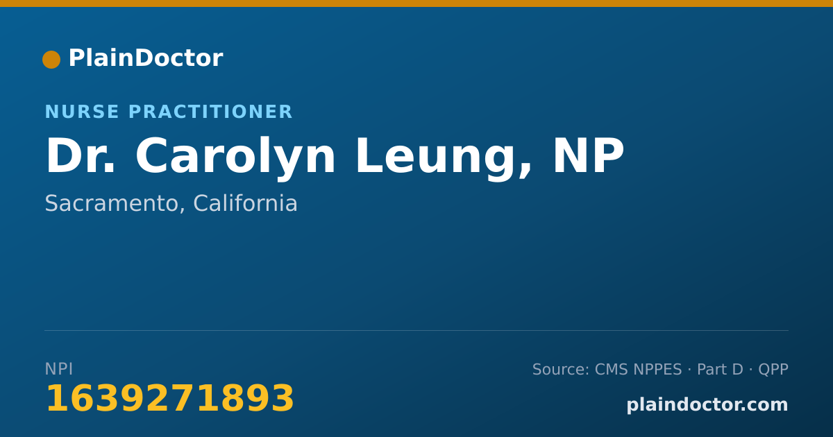Shareable card for Carolyn Leung, NP - Nurse Practitioner, Sacramento, CA