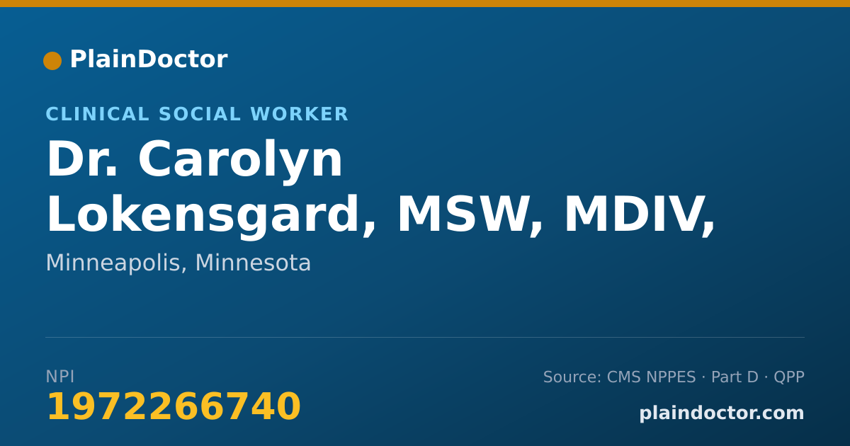 Shareable card for Carolyn Lokensgard, MSW, MDIV, LICSW - Clinical Social Worker, Minneapolis, MN
