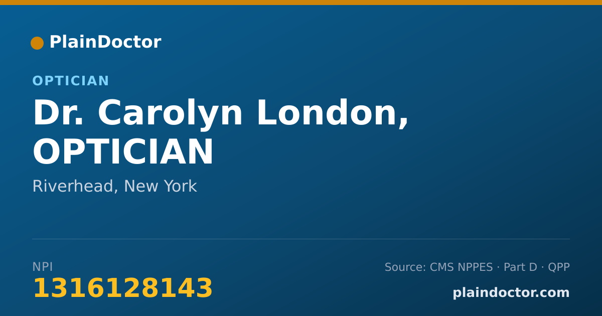 Shareable card for Carolyn London, OPTICIAN - Optician, Riverhead, NY