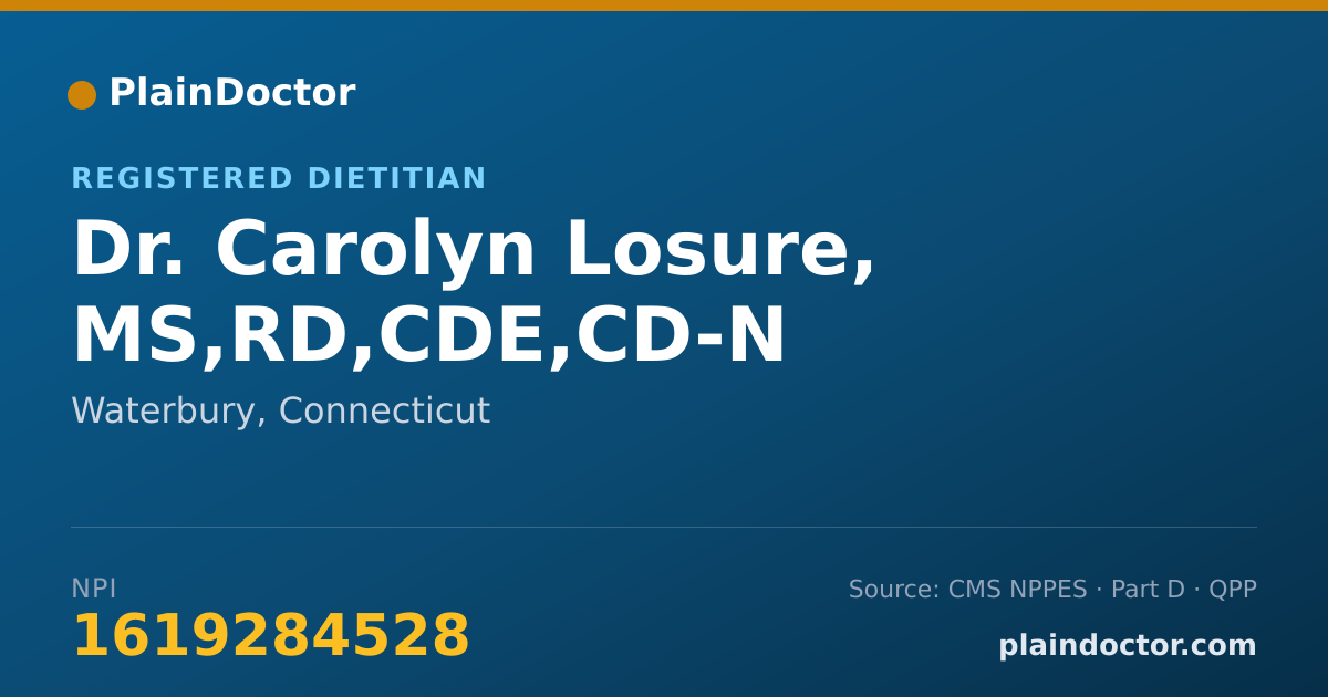 Shareable card for Carolyn Losure, MS,RD,CDE,CD-N - Registered Dietitian, Waterbury, CT