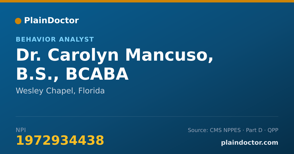Shareable card for Carolyn Mancuso, B.S., BCABA - Behavior Analyst, Wesley Chapel, FL