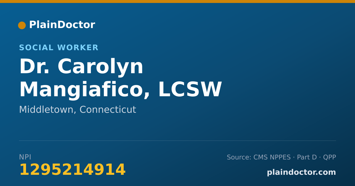 Shareable card for Carolyn Mangiafico, LCSW - Social Worker, Middletown, CT
