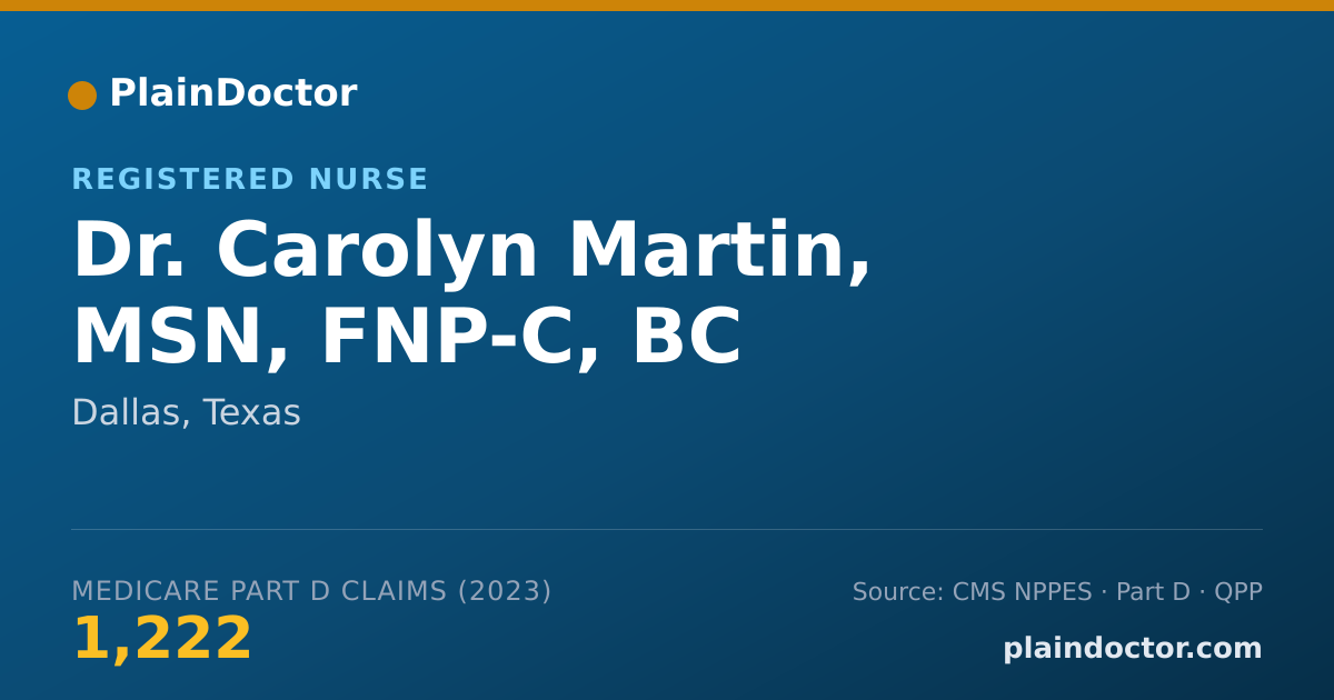 Shareable card for Carolyn Martin, MSN, FNP-C, BC - Registered Nurse, Dallas, TX
