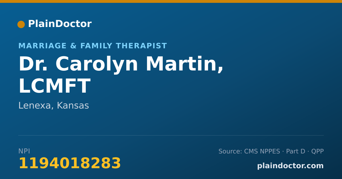 Shareable card for Carolyn Martin, LCMFT - Marriage & Family Therapist, Lenexa, KS