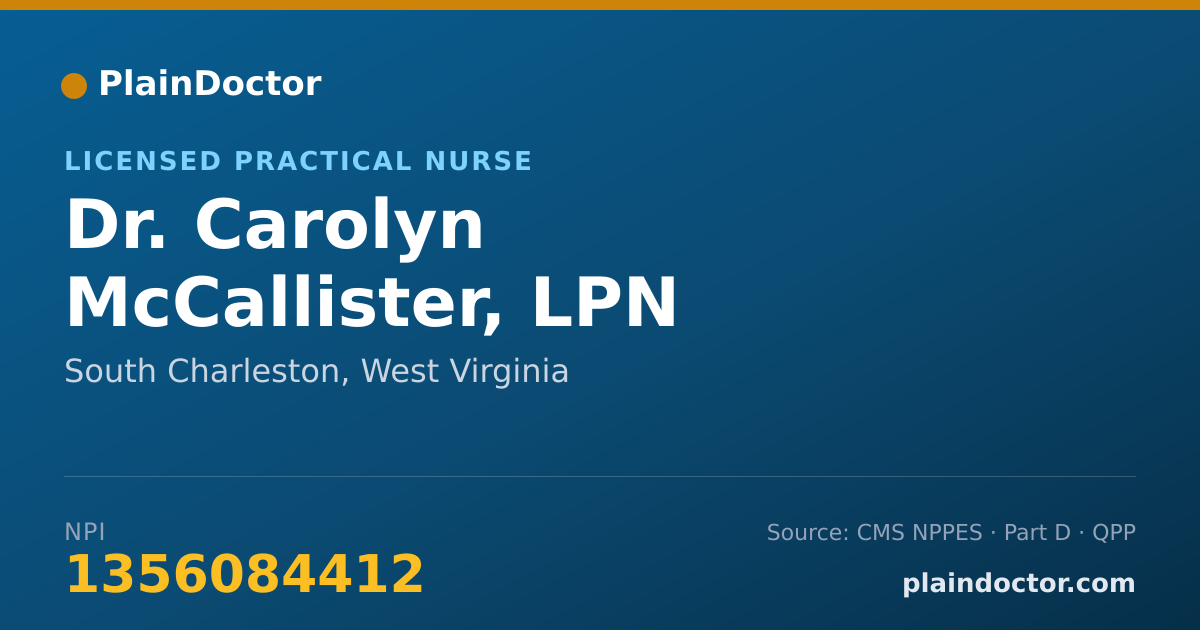 Shareable card for Carolyn McCallister, LPN - Licensed Practical Nurse, South Charleston, WV