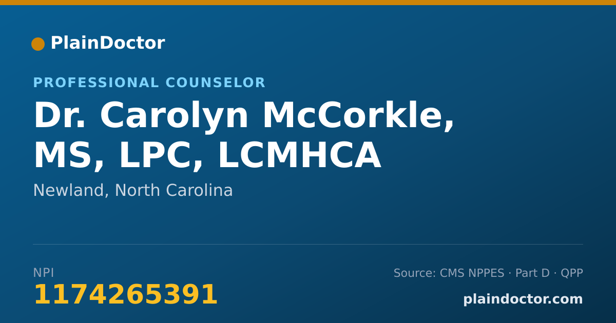 Shareable card for Carolyn McCorkle, MS, LPC, LCMHCA - Professional Counselor, Newland, NC