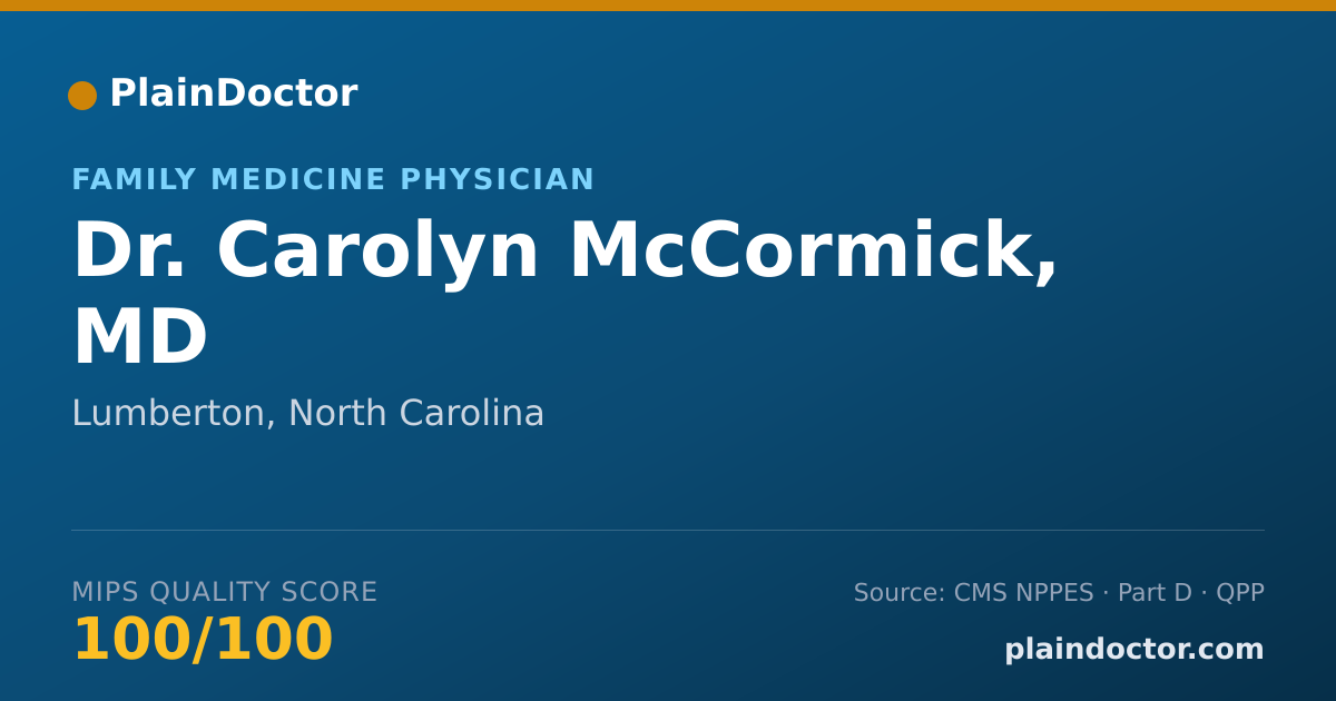 Shareable card for Carolyn McCormick, MD - Family Medicine Physician, Lumberton, NC