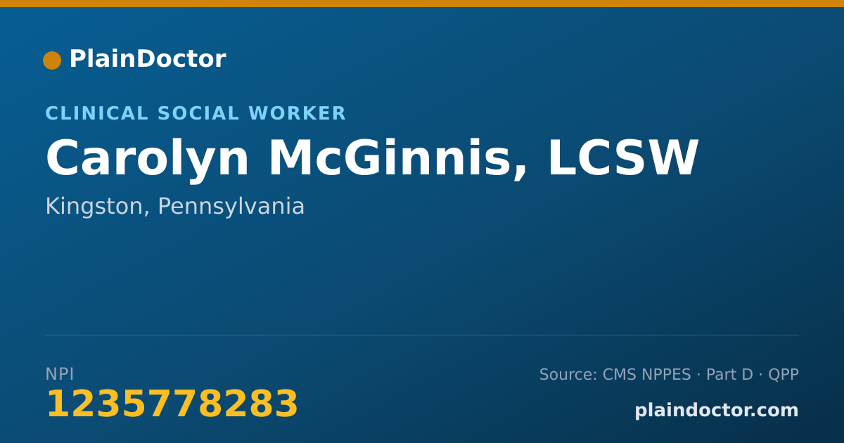 Shareable card for Carolyn McGinnis, LCSW - Clinical Social Worker, Kingston, PA