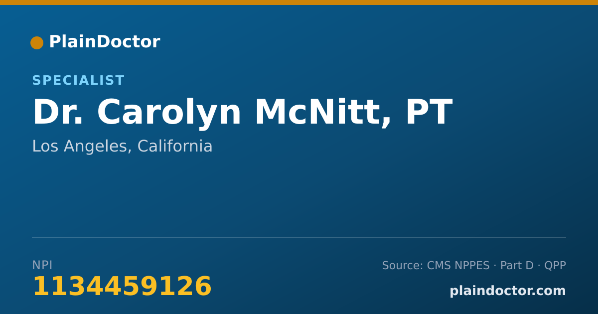 Shareable card for Carolyn McNitt, PT - Specialist, Los Angeles, CA