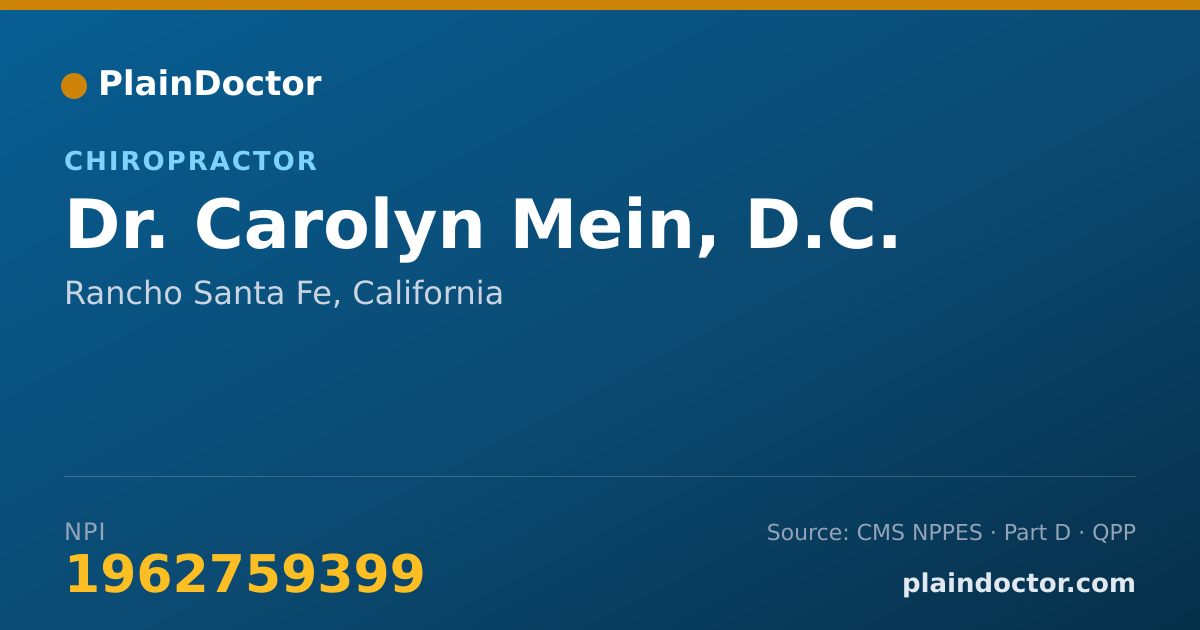 Shareable card for Carolyn Mein, D.C. - Chiropractor, Rancho Santa Fe, CA