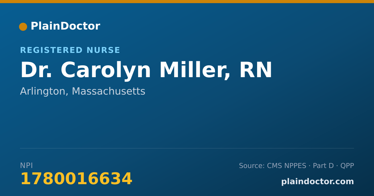 Shareable card for Carolyn Miller, RN - Registered Nurse, Arlington, MA