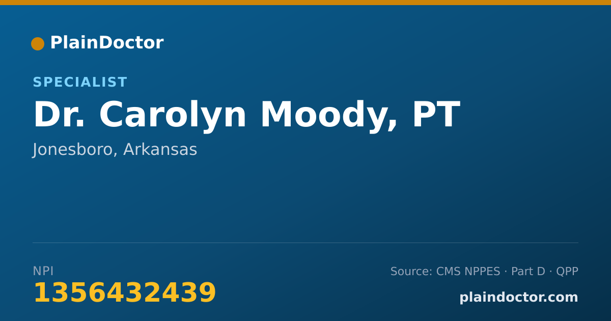 Shareable card for Carolyn Moody, PT - Specialist, Jonesboro, AR