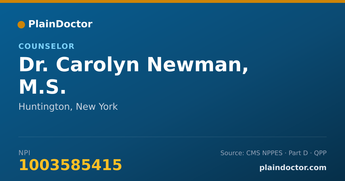 Shareable card for Carolyn Newman, M.S. - Counselor, Huntington, NY