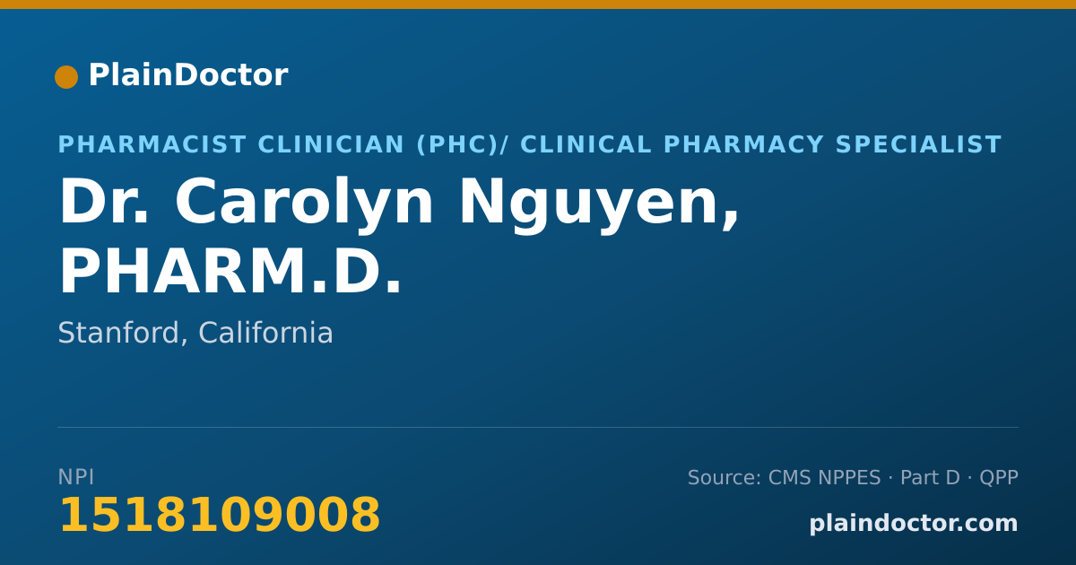 Shareable card for Carolyn Nguyen, PHARM.D. - Pharmacist Clinician (PhC)/ Clinical Pharmacy Specialist, Stanford, CA